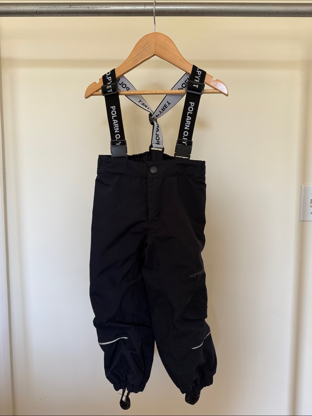Polarn O. Pyret Black Kids Overalls with Branded Suspenders